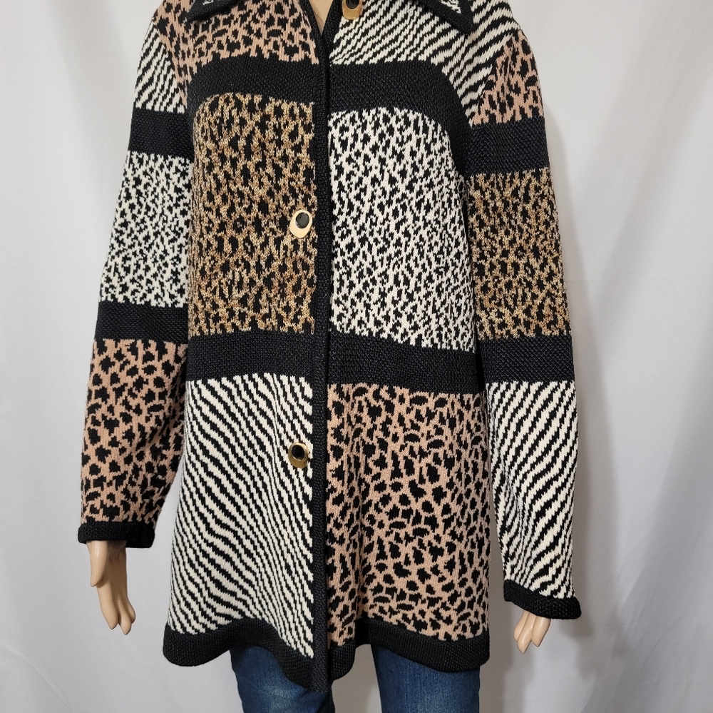 Vintage Sacks Antonella Preve knit sweater NWOT size large animal print